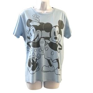 Disney Mickey & Minnie Vintage-Look T-Shirt | Light Blue | Small
